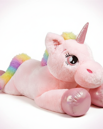 big fluffy unicorn stuffed animal - white-bg