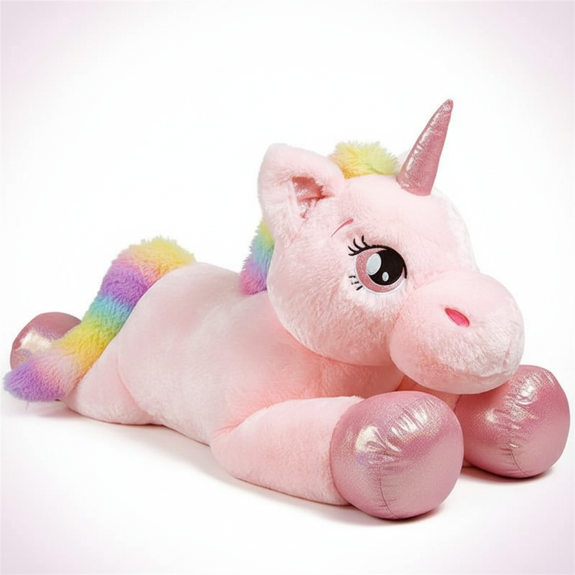 big fluffy unicorn stuffed animal - white-bg