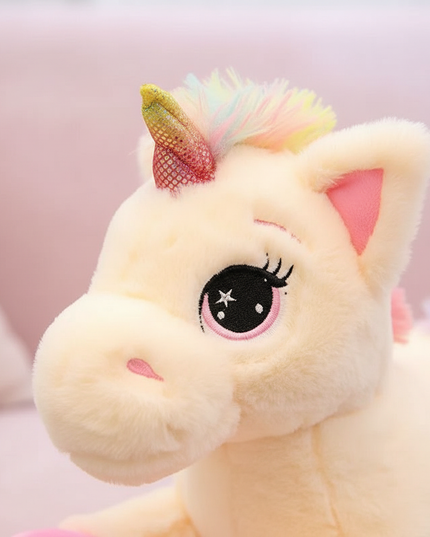big pink unicorn plush stuffed animal - detail