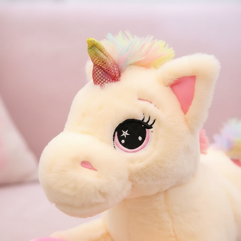 big pink unicorn plush stuffed animal - detail