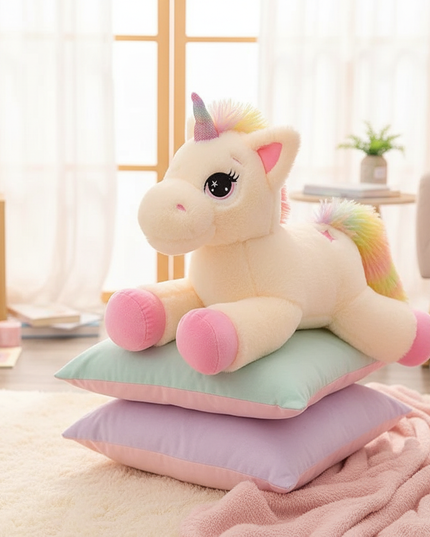 big pink unicorn plush stuffed animal - lifestyle