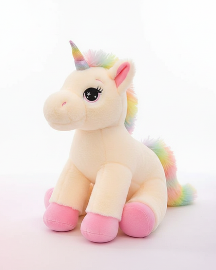 big pink unicorn plush stuffed animal - white-bg