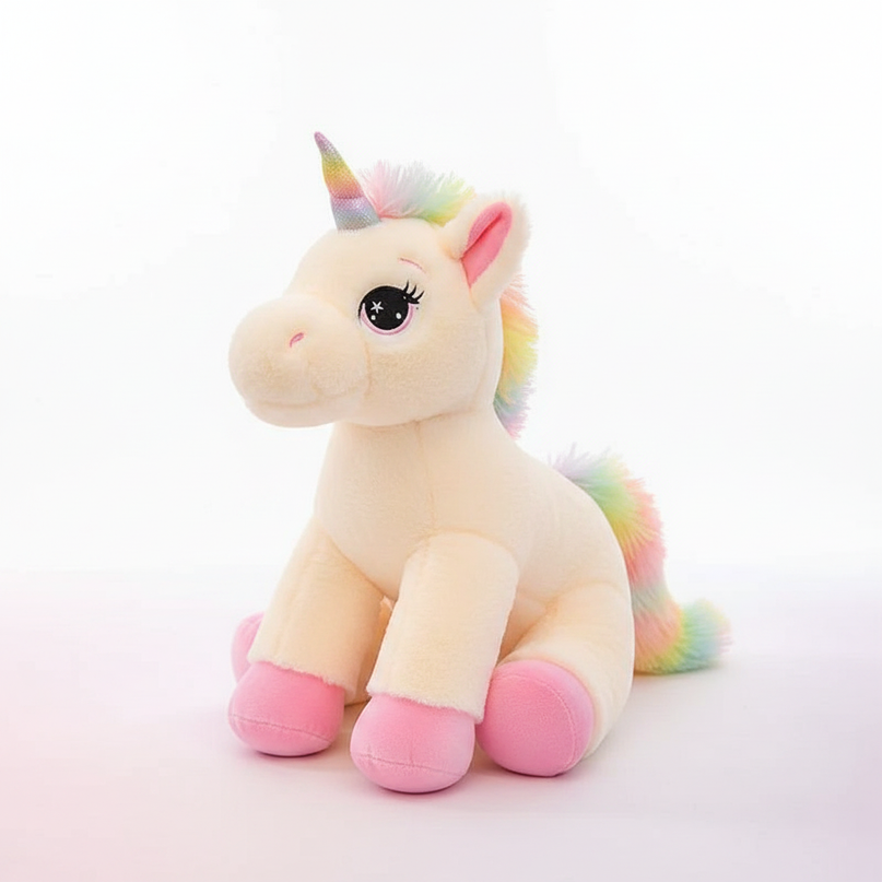 big pink unicorn plush stuffed animal - white-bg