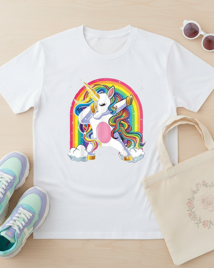 big sister unicorn shirt - flat-lay