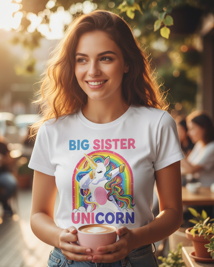 big sister unicorn shirt - in-use