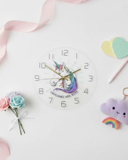 big unicorn clock - flat-lay