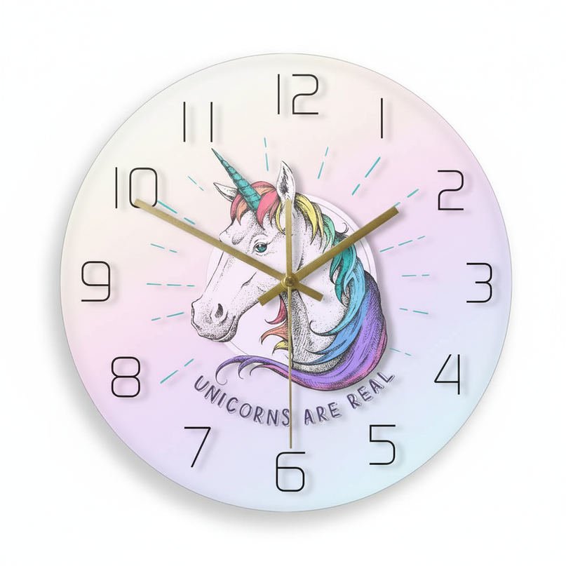 big unicorn clock - white-bg