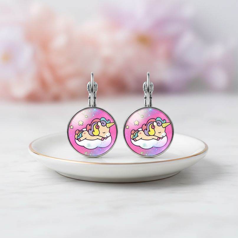 big unicorn earrings - lifestyle