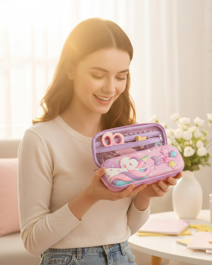 big unicorn pencil case - in-use