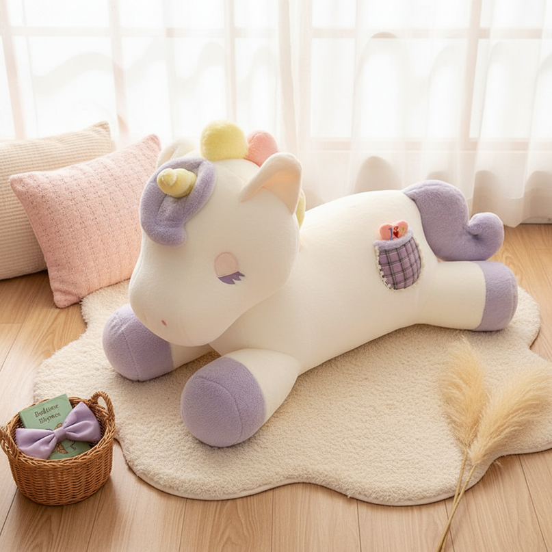 big unicorn plush - flat-lay