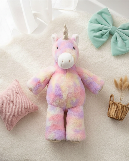 big unicorn plush stuffed animal - flat-lay
