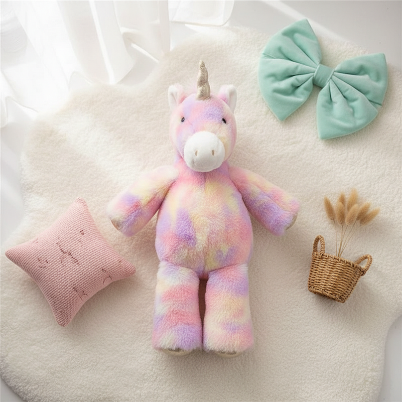 big unicorn plush stuffed animal - flat-lay