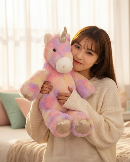 big unicorn plush stuffed animal - in-use
