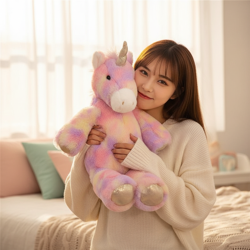 big unicorn plush stuffed animal - in-use