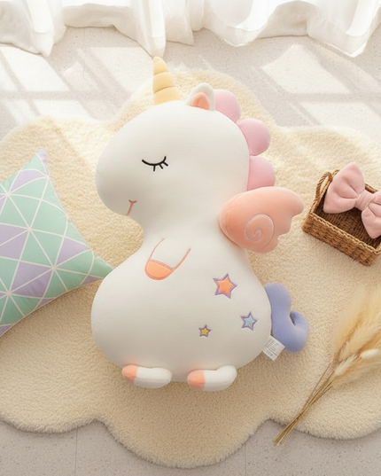 big unicorn plush toy - flat-lay
