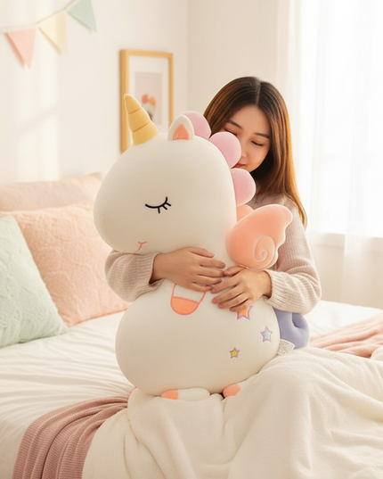 big unicorn plush toy - in-use