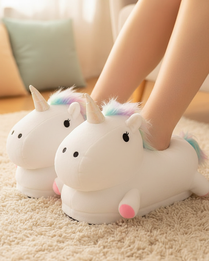 big unicorn slippers - in-use