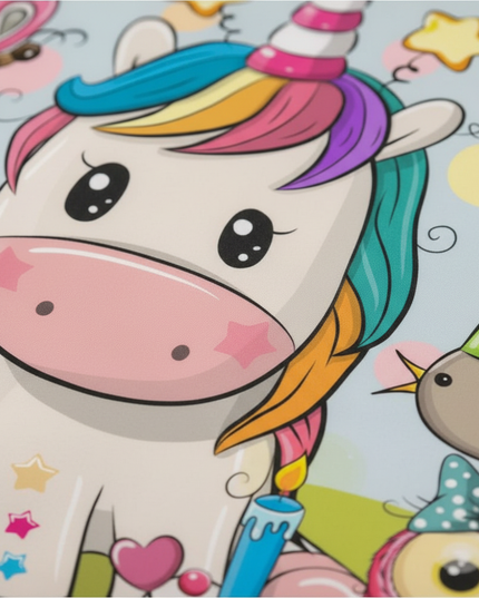 birthday owl party unicorn bedding - detail