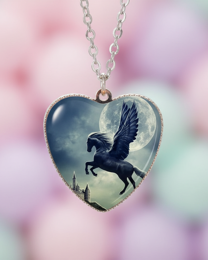 black alicorn necklace - detail
