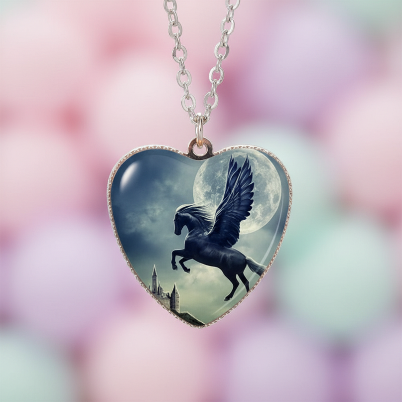 black alicorn necklace - detail