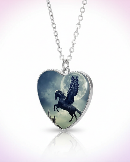 black alicorn necklace - white-bg