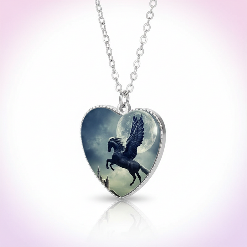 black alicorn necklace - white-bg