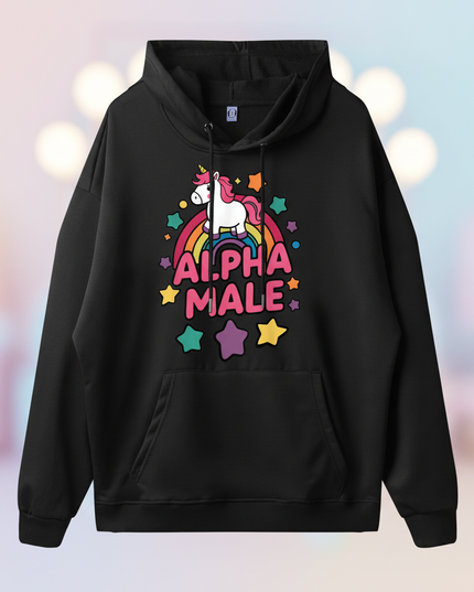 black alpha male unicorn hoodie - lifestyle