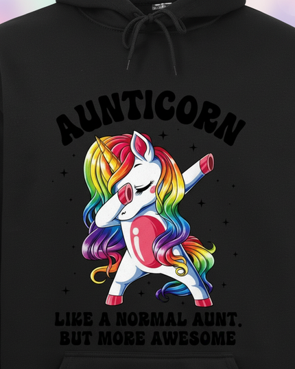 black aunt unicorn hoodie - detail