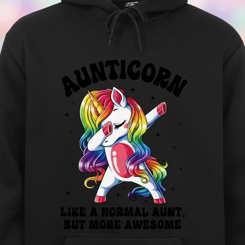 black aunt unicorn hoodie - detail