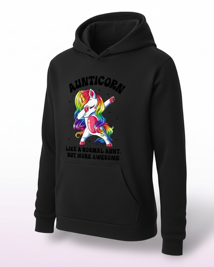 black aunt unicorn hoodie - white-bg