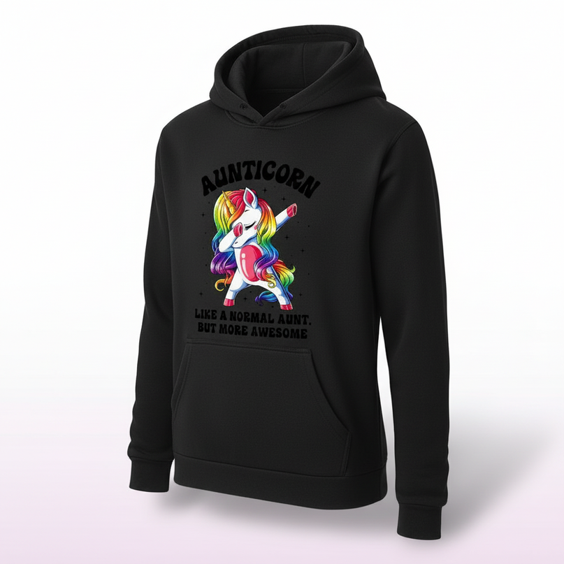 black aunt unicorn hoodie - white-bg