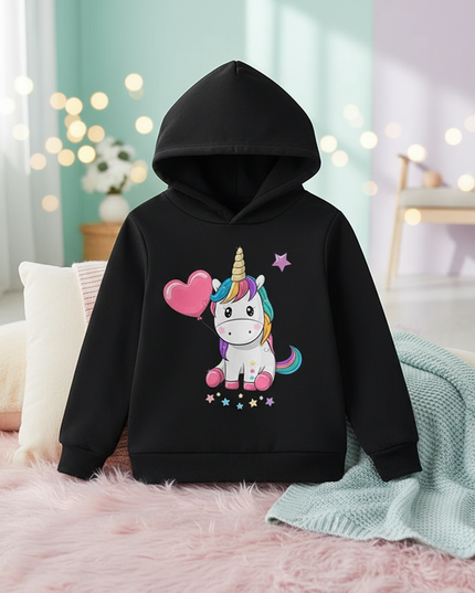 black cute unicorn hoodie children - lifestyle