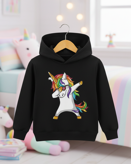 black dabbing unicorn kids hoodie - lifestyle