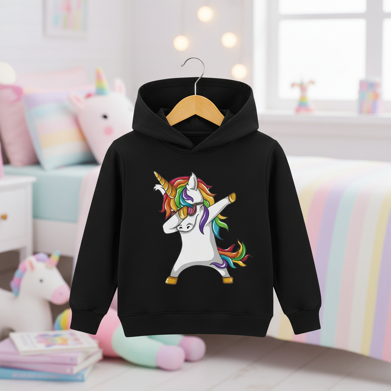 black dabbing unicorn kids hoodie - lifestyle
