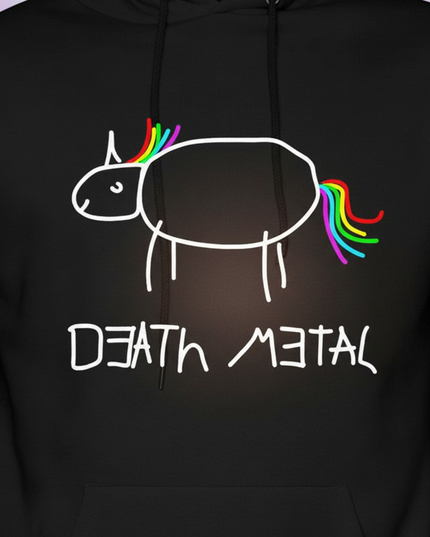 black death metal unicorn hoodie - detail