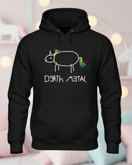 black death metal unicorn hoodie - lifestyle