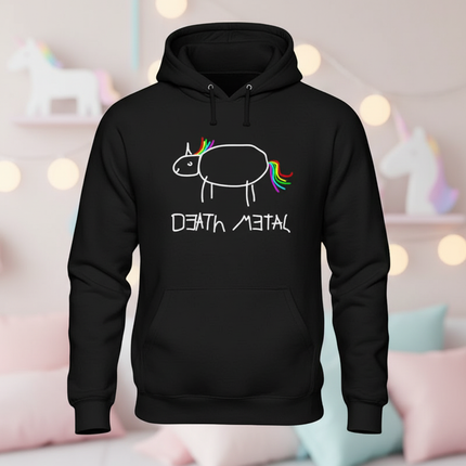black death metal unicorn hoodie - lifestyle