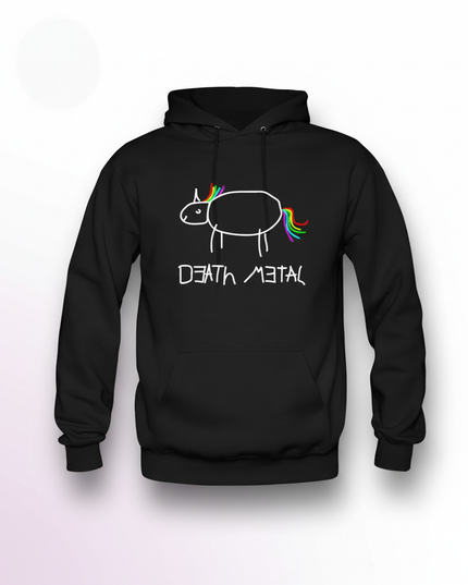 black death metal unicorn hoodie - white-bg