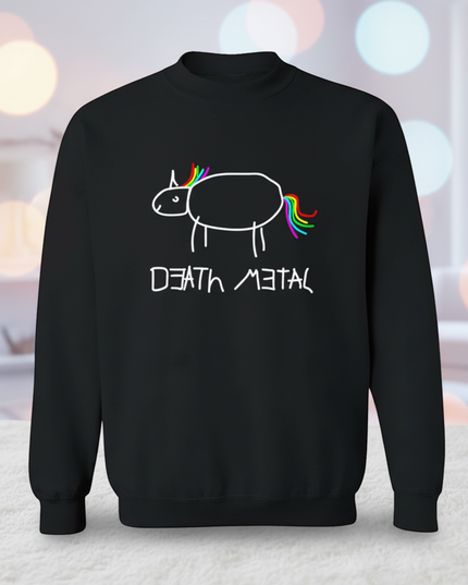 black death metal unicorn sweater - lifestyle