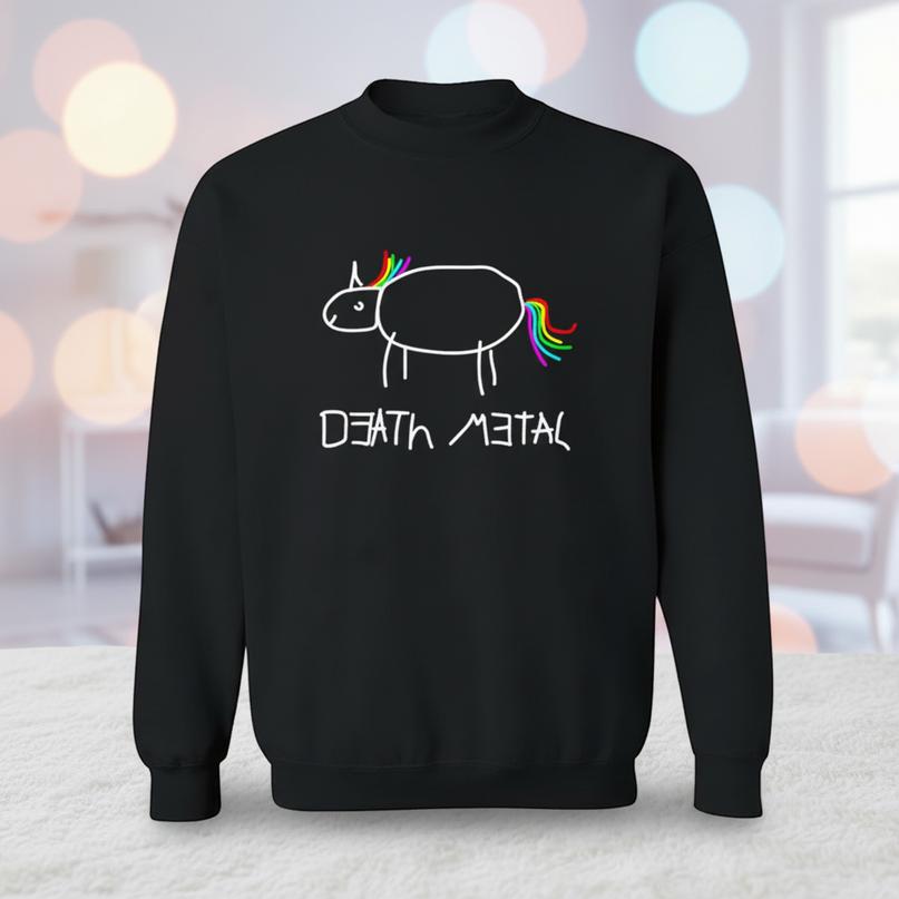 black death metal unicorn sweater - lifestyle