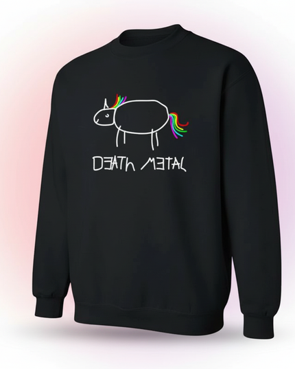 black death metal unicorn sweater - white-bg