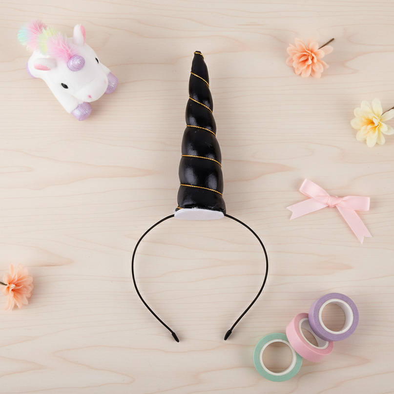 black elastic unicorn horn - flat-lay