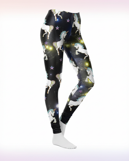 black galaxy unicorn leggings - white-bg