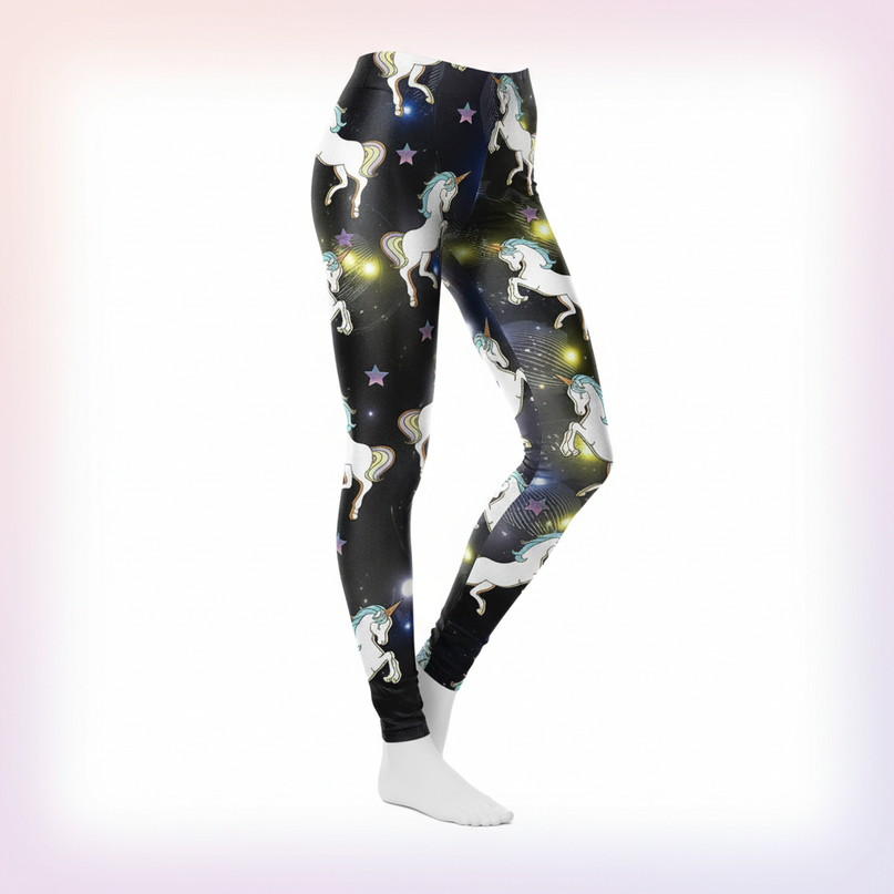 black galaxy unicorn leggings - white-bg