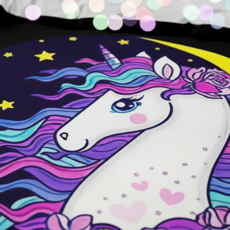 black moon rose unicorn bedding - detail