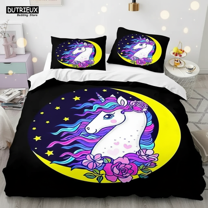 black moon rose unicorn bedding - lifestyle