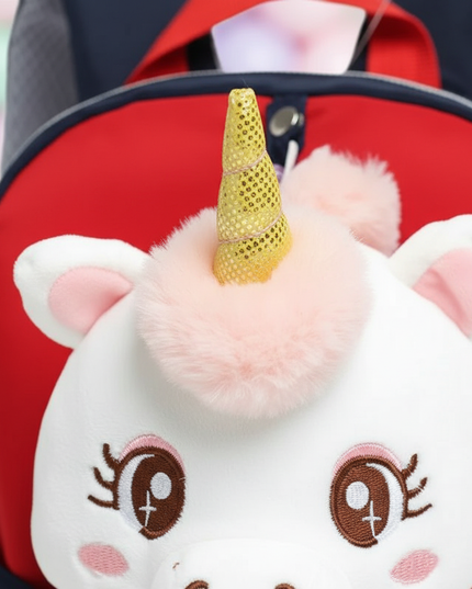 black plush unicorn toddler bag backpack - detail