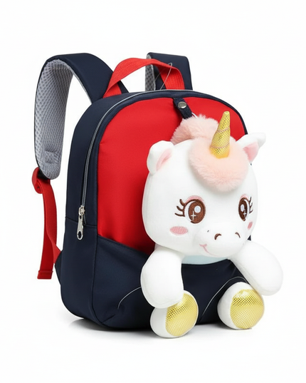 black plush unicorn toddler bag backpack - white-bg