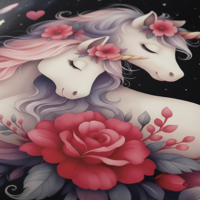 black rose unicorn bedding - detail