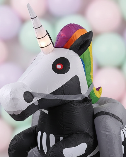 black skeleton unicorn rider costume - detail